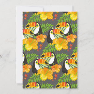 Toucan Vogel Oranje Tropische Bloemen Groene Blade Bedankkaart