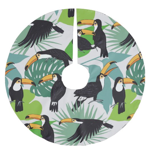 Toucan Vogel: Palmbladeren Patroon Kerstboom Rok (Voorkant)