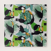 Toucan Vogel: Palmbladeren Patroon Legpuzzel (Horizontaal)