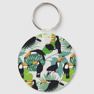 Toucan Vogel: Palmbladeren Patroon Sleutelhanger