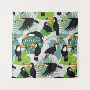 Toucan Vogel: Palmbladeren Patroon Wandkleed