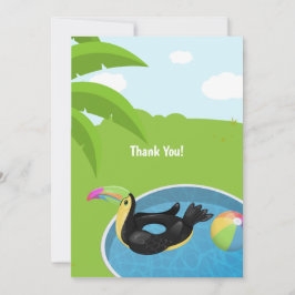Toucan Vogel Zwembad Verjaardag Bedankkaart