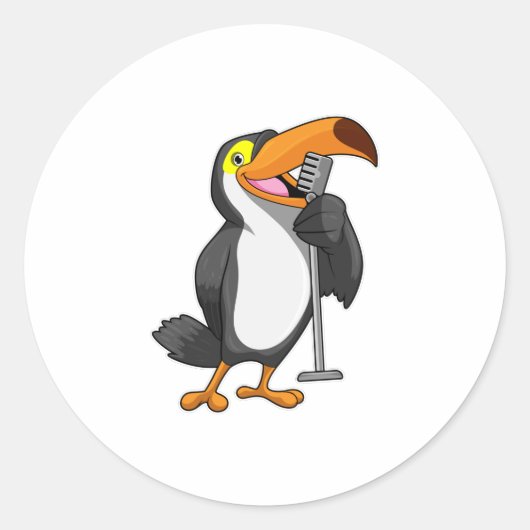 Toucan voor muziek met microfoon ronde sticker (Voorkant)