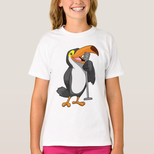 Toucan voor muziek met microfoon t-shirt (Voorkant)
