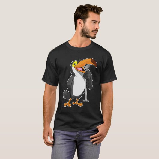 Toucan voor muziek met microfoon t-shirt (Voorkant volledig)
