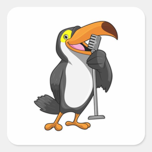 Toucan voor muziek met microfoon vierkante sticker (Voorkant)