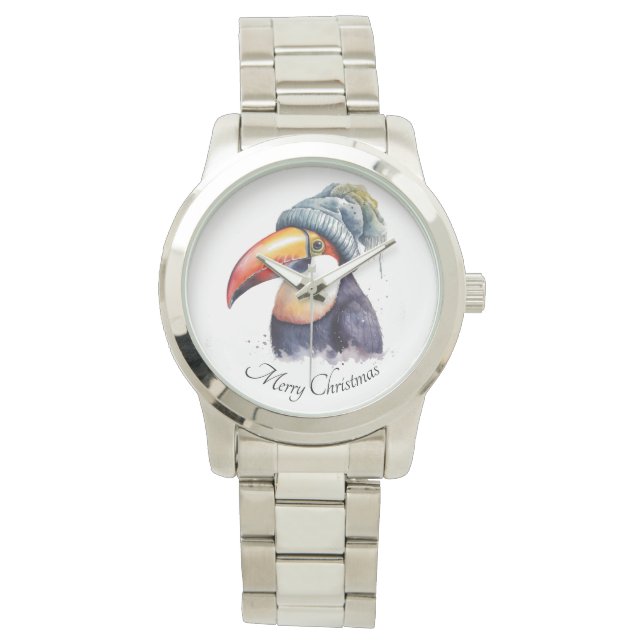 Toucan Winter Vibes, aangepast Horloge (Voorkant)