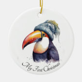 Toucan Winter Vibes, aangepast Keramisch Ornament (Voorkant)
