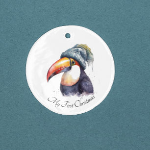 Toucan Winter Vibes, aangepast Keramisch Ornament