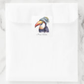 Toucan Winter Vibes, aangepast Vierkante Sticker (Tas)