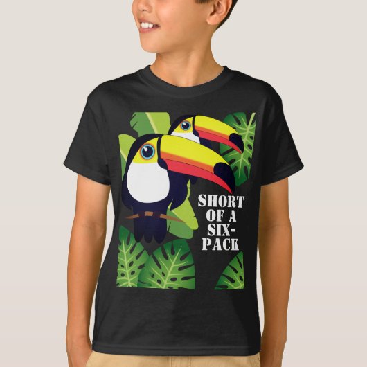 Toucanen kort van een sixpack [aangepaste tekst] t-shirt (Voorkant)