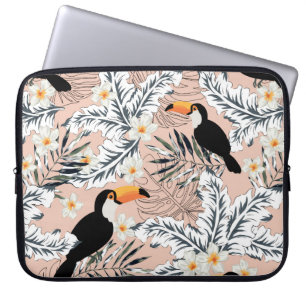 Toucanen, palmbladeren voor grafische doeleinden, laptop sleeve