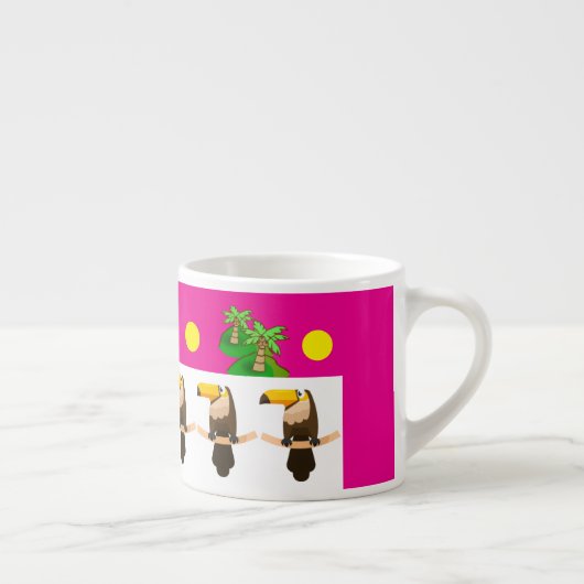 Toucans and Palm Trees Pink Espresso Cup Espresso Kop (Rechts)