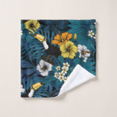 Toucans and tropical flora, blue , yellow , orange bad handdoek (Wasdoekje)