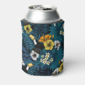 Toucans and tropical flora, blue, yellow, oranje blikjeskoeler (Blikje Achterkant)