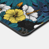 Toucans and tropical flora, blue, yellow, oranje bureaumat (Hoek)