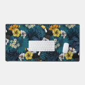 Toucans and tropical flora, blue, yellow, oranje bureaumat (Keyboard & Muis)