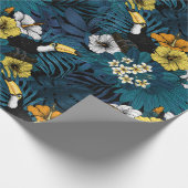 Toucans and tropical flora, blue, yellow, oranje cadeaupapier (Hoek)