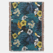 Toucans and tropical flora, blue, yellow, oranje deken (Voorkant Verticaal)