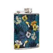 Toucans and tropical flora, blue, yellow, oranje heupfles (Rechts)