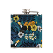 Toucans and tropical flora, blue, yellow, oranje heupfles (Achterkant)