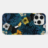 Toucans and tropical flora, blue, yellow, oranje iPhone hoesje (Achterkant horizontaal)