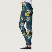 Toucans and tropical flora, blue, yellow, oranje leggings (Links)