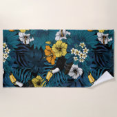 Toucans and tropical flora, blue, yellow, oranje strandlaken (Voorkant)