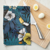 Toucans and tropical flora, blue, yellow, oranje theedoek (Quarter Fold)