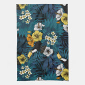 Toucans and tropical flora, blue, yellow, oranje theedoek (Verticaal)