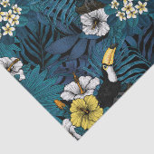 Toucans and tropical flora, blue, yellow, oranje tissuepapier (Detail)