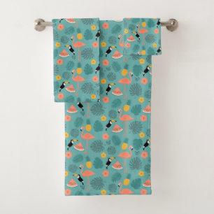 Toucans en Flamingos Bad Handdoek