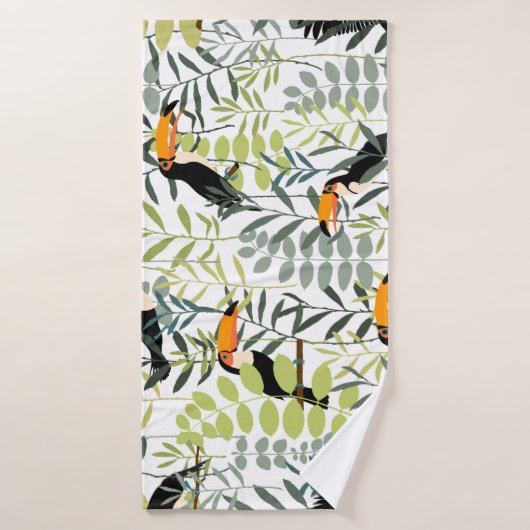 Toucans groen blad patroon Badhanddoek (Badhanddoek)