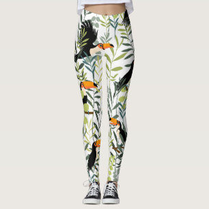 Toucans groen blad patroon Leggings