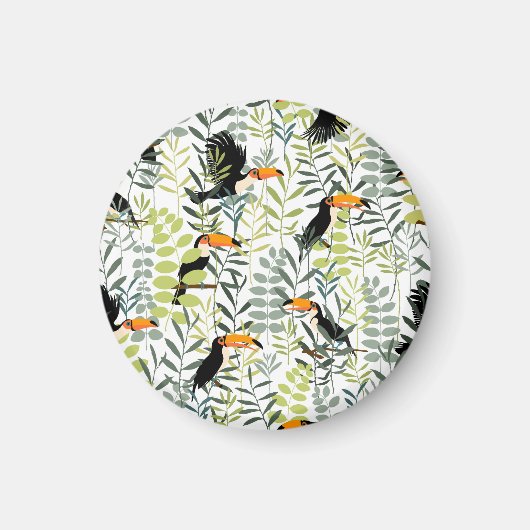 Toucans groen blad patroon Magneet (Voorkant)