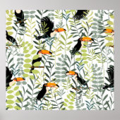  Toucans groen blad patroon Poster (Voorkant)