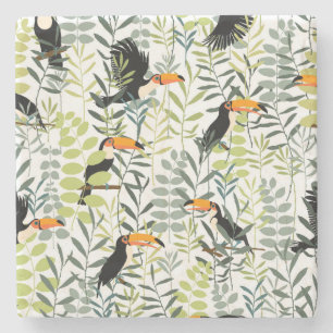  Toucans groen blad patroon Stenen Onderzetter