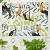 Toucans groen blad patroon Theedoek (Gevouwen)