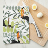 Toucans groen blad patroon Theedoek (Quarter Fold)