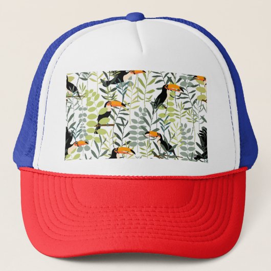Toucans groen blad patroon Trucker Pet (Voorkant)