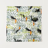  Toucans groen blad patroon Wandkleed (Voorkant (horizontaal))