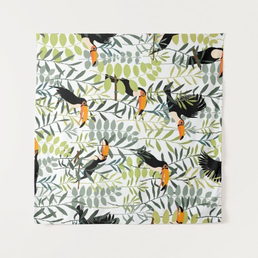  Toucans groen blad patroon Wandkleed (Voorkant (horizontaal))