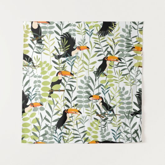  Toucans groen blad patroon Wandkleed (Voorkant)