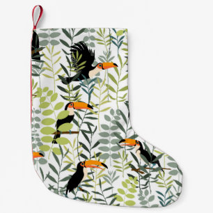 Toucans in groene bladeren en takken naadloos kleine kerstsok