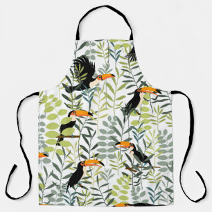 Toucans in groene bladeren en takken naadloos schort
