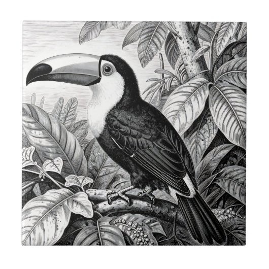Toucans Jungle Loofwerk Gravure Tegeltje (Voorkant)