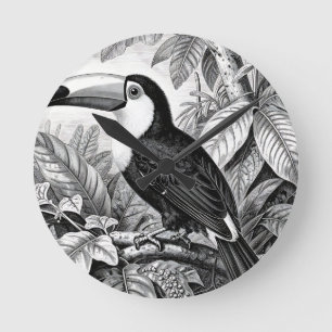 Toucans Jungleblad Gravure Ronde Klok