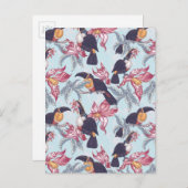 Toucans met exotische bloemen briefkaart (Voorkant / Achterkant)