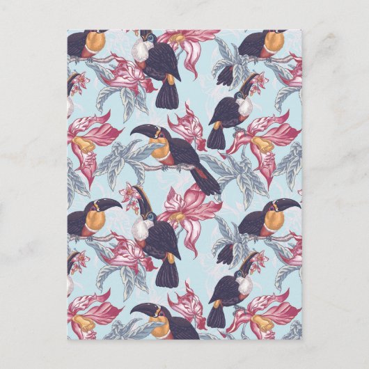Toucans met exotische bloemen briefkaart (Voorkant)