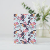 Toucans met exotische bloemen briefkaart (Staand voorkant)